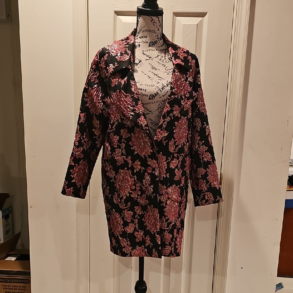 For Love And Lemons Black and Pink Floral Blazer